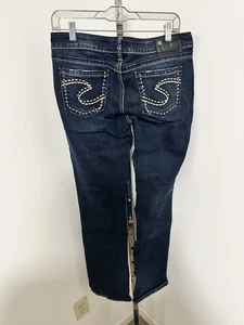 Silberne Damen Aiko Mid Slim Boot Jeans Distressed Dunkelblau Größe W29/L33 - Bild 1 von 5