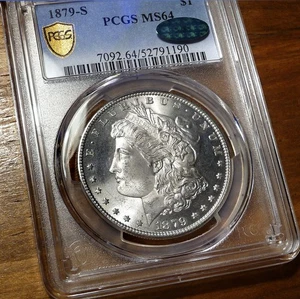 1879-S Morgan Silver Dollar PCGS MS64 Gold Shield/CAC - Picture 1 of 8