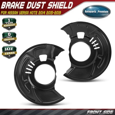 Protector antipolvo de freno delantero para conductor y pasajero 2 piezas para Nissan Versa Note 2014-2019 Foto 1 de 4