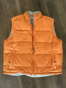 LL Bean Gänsedaunen gefütterte Weste Jacke Herren XL wendbar grau orange durchgehender Reißverschluss - Bild 1 von 9