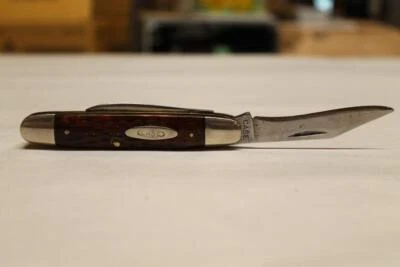 Case XX 62055 Two Blade Little Cigar Pocket Knife Red Bone Handle #80 ~ - Image 1 of 4