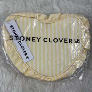 Stoney Clover Lane ruffle heart pouch Striped Yellow Sunflower - Picture 1 of 3