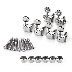 6 In-Line Semi-Closed Guitar Locking Tuners Tuning Pegs Machines Heads Set A5H0