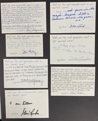 Boston Red Sox Greats signed INDEX CARD LOT Of 7 W Inscriptions Jim Lonborg MLB - Image 1 of 4