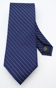 Michael Kors Tie Dark Blue Stripes 100% Silk - Picture 1 of 4