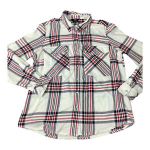 F&F Womens Button Up Shirt Size 14 Multicolour Check Plaid Long Sleeved