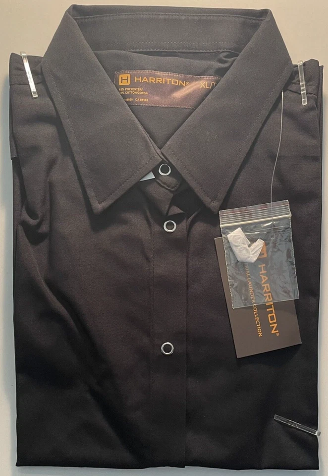 Camisa informal con cuello negro abotonada Harrington para hombre - XL Foto 1 de 1