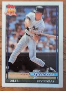 Tarjeta de béisbol Kevin Maas New York Yankees 1991 Topps #435 novato como nueva - Imagen 1 de 2