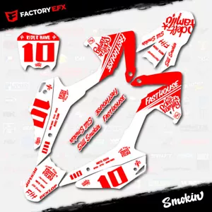 White & Red Smokin Racing Graphics kit fits Honda CRF110 2013-2018 Decal 13-18 - Bild 1 von 8