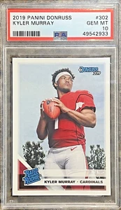 Kyler Murray 2019 Panini Donruss Rated Rookie Cardinals RC #302 GEM MINT PSA 10 - Picture 1 of 12