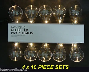 4 x 10 Piece Large LED Clear Festoon / Party Globe String Light Kit - Picture 1 of 5