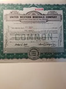 United Western Minerals Company Aktienzertifikat 1957 - Bild 1 von 7