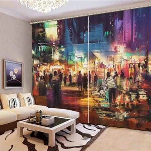 Epitome Of Bustling City 3D Blockout Photo Print Curtain Fabric Curtains Window - Imagen 1 de 10