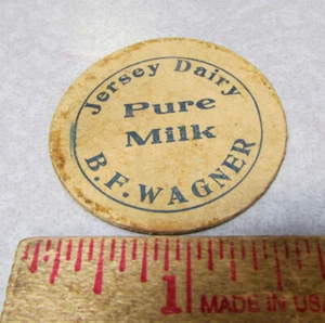 Milk Bottle Cap from Jersey Dairy, BF Wagner, from the early 1900s, quite RARE - Picture 1 of 1