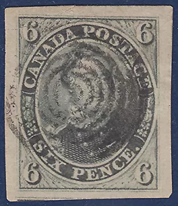 Canada 1852 6d greenish grey, Scott 5b, VF used wCERT, catalogue - $1,600 - Picture 1 of 3