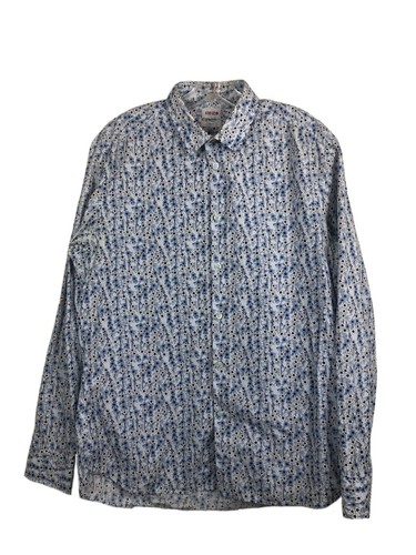 "Camicia abito floreale blu Kenzo Designer con bottoni sul davanti 42 media 16 5""