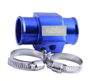 40mm 1.57" Aluminum Water Temperature Gauge Sensor Adaptor + 2*Clamps BLUE - Picture 1 of 6