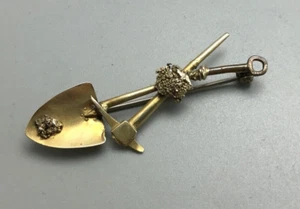 Antique 9ct Yellow Gold Mining Brooch 3.58g ALZX - Picture 1 of 3