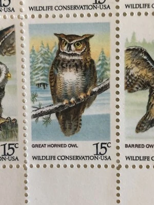 Vintage 1978 Owls Stamps USPS Block of 20 Wildlife Scott 1760-1763 Mr Zip MNH - Image 1 of 4