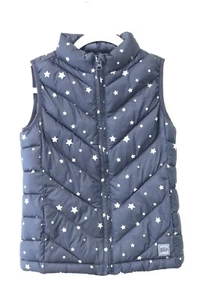 GAP Kids Puffy Vest Navy Blue With Silver Stars M( 8-9) Layering Winter Fall - Picture 1 of 6