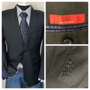 Saks Fifth Avenue ROT Herren 38R Trim Fit Wolle Sport Mantel Blazer Schwarz Business - Bild 1 von 16