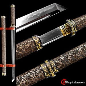 Espada recta ninja samurái ninja japonesa templada T10 de arcilla dragón ninja de 30'' - Imagen 1 de 12