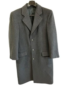 Logan’s Mens Medium Large Charcoal Gray Wool Cashmere Blend Overcoat READ - Picture 1 of 8