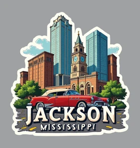 Jackson Mississippi Fridge Magnet or Laptop Sticker - Picture 1 of 18
