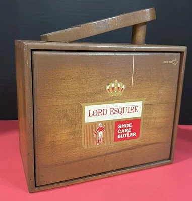 复古 Lord Esquire 鞋护理管家橡木旋转门带配件  — 第 1/4 张图片