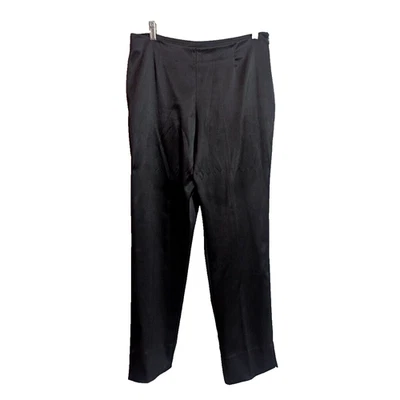 Pantalones elegantes de colección CHETTA B negros satinados tiro alto talla 10 pierna cónica 31W 28L H1 Foto 1 de 4