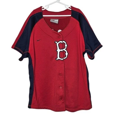 Camisa de beisebol bordada Nike masculina vermelha azul Boston Red Sox liga principal de beisebol tamanho grande - Imagem 1 de 4