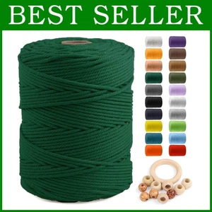 Cuerda de cuerda de algodón natural 5 mm x 328yds - Colgante de pared artesanal - Imagen 1 de 11