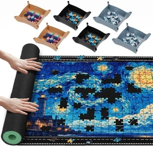 Jigsaw Puzzle Mat Roll Up Black 48.4” x 30.7” Smooth Top Saver Pad Up to 2000... - Picture 1 of 6