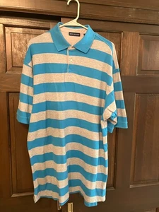 Vintage Rare JOHN ASHFORD Golf Striped Polo Shirt...Blue & Gray....XL.... - Picture 1 of 4