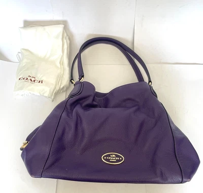  Bolso de hombro COACH para mujer púrpura Edie 28 de cuero granulado Foto 1 de 4