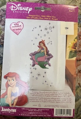 Janlynn Disney Princess Ariel Pillowcase Stamped Cross Stitch Kit #1135-41 - Image 1 of 4