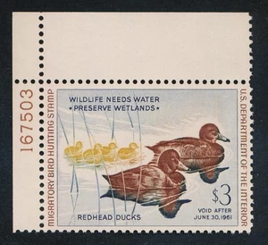 UNITED STATES (US) RW27 MINT VF NH PL# $3 REDHEAD DUCKS - Picture 1 of 2