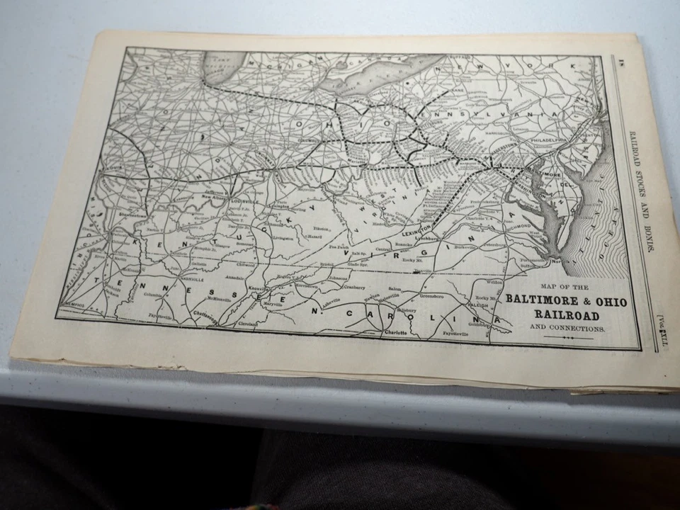 Vintage RR Map "Map of the Baltimore & Ohio Railroad and Connections"  - Image 1 of 1