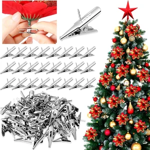 100 Pcs Christmas Tree Ornament Clips Ball Flower Decoration Clips Iron Metal Al - Picture 1 of 12