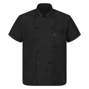 Men Classic Chef Coat Lightweight Short Sleeve Chef Jacket Cooking Uniform Shirt - Picture 1 of 32