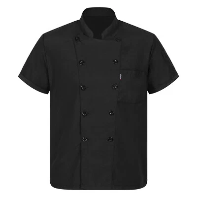 Men Classic Chef Coat Lightweight Short Sleeve Chef Jacket Cooking Uniform Shirt - Image 1 of 4