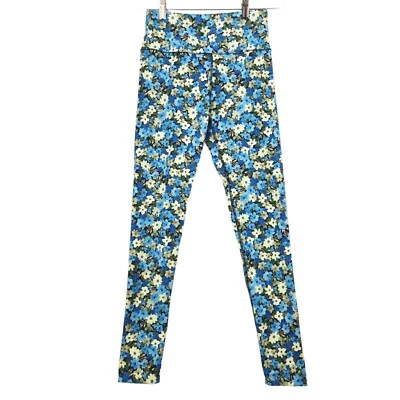 Forever 21 Juniors Teens Girls Leggings Size Small Floral Spring Blue Yellow - Image 1 of 4