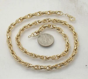 18" Alternating Diamond Cut Multi Oval Link Chain Necklace Real 10K Yellow Gold - Picture 1 of 5