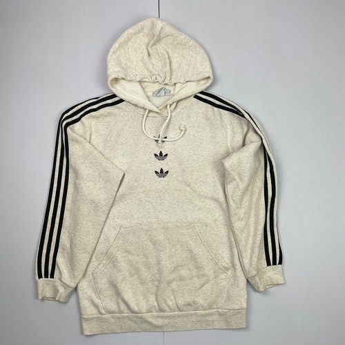 OFF WHITE Felpa con cappuccio Adidas 4 off bianca crema donna logo centrale pullover con cappuccio