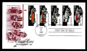2385A 25c Stamp Set (Se-Tenant) (1988) THE CLASSIC CARS FDC FROM ART CRAFT - Picture 1 of 1