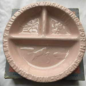 Vintage Baby Plate Tommy Tucker Vacuum Pink Original Box Selected Specialties - Picture 1 of 6