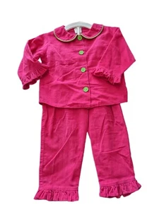 Mädchen RAGS LAND Gr. 3/4 Fuchsia Cord Top & Hose Rüschensaum grüne Akzente - Bild 1 von 5