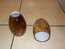  PAIR ART DECO GLASS Cased BROWN SCONCE PENDANT LIGHT LAMP SHADES