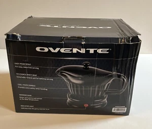 New OVENTE Electric Gravy Boat Warmer and 13.5 Oz Serving Black Ceramic Pot - Picture 1 of 6