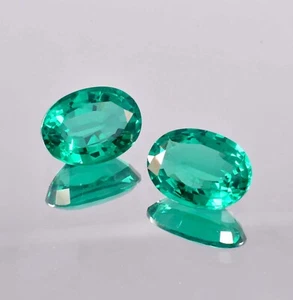 1 Pair Natural Green Zambian Emerald Oval Cut Loose Gemstone GIT Certified AAA+ - Picture 1 of 8